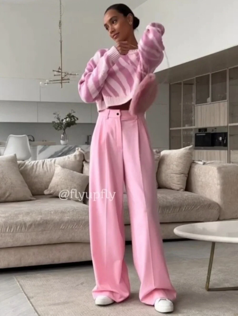 Zara Wide Legs Pants Pink Size XS